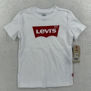 Levi's Shirt Kids 4-5 White Batwing Logo Short Sleeve Graphic Tee‎ T-Shirt
